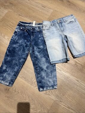Bundle of 2 Justice Light and Dark Blue Kids Denim Shorts